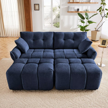 Modern Chenille Sofa, Solid Wood Frame with High Elasticity Cushion