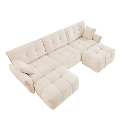Modern Chenille Sofa, Solid Wood Frame with High Elasticity Cushion