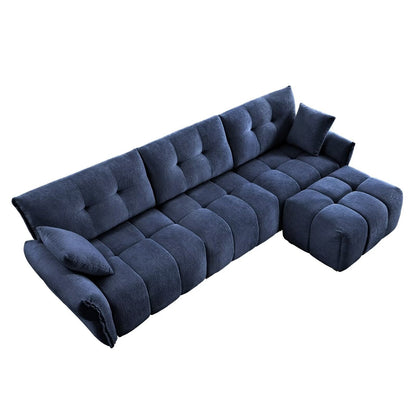Modern Chenille Sofa, Solid Wood Frame with High Elasticity Cushion