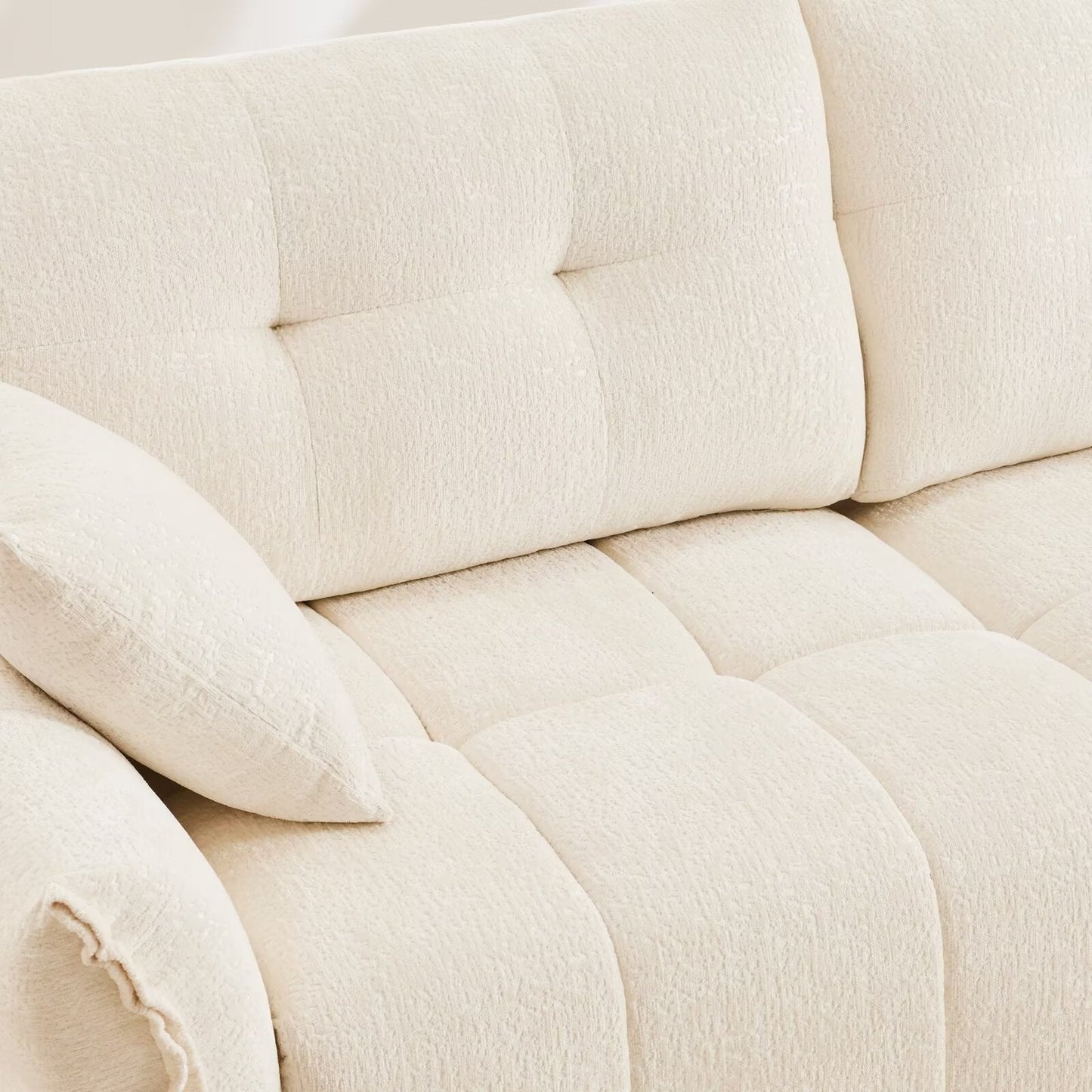 Modern Chenille Sofa, Solid Wood Frame with High Elasticity Cushion
