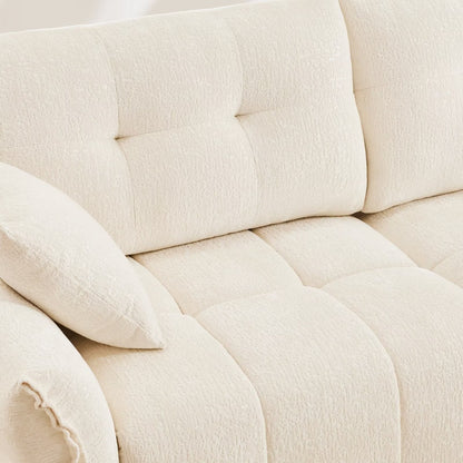 Modern Chenille Sofa, Solid Wood Frame with High Elasticity Cushion