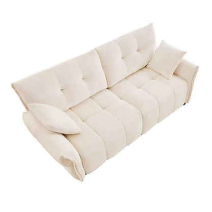 Modern Chenille Sofa, Solid Wood Frame with High Elasticity Cushion