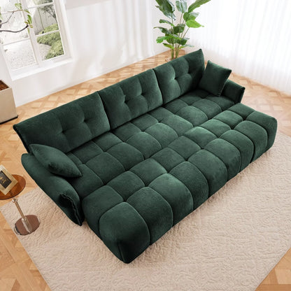 Modern Chenille Sofa, Solid Wood Frame with High Elasticity Cushion