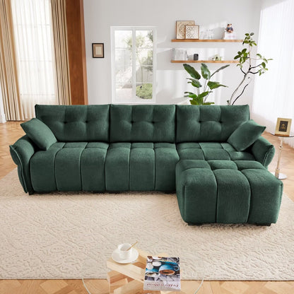 Modern Chenille Sofa, Solid Wood Frame with High Elasticity Cushion