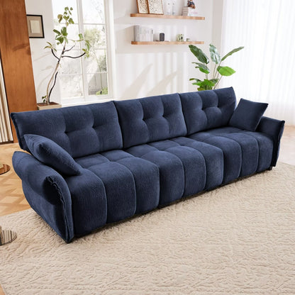Modern Chenille Sofa, Solid Wood Frame with High Elasticity Cushion