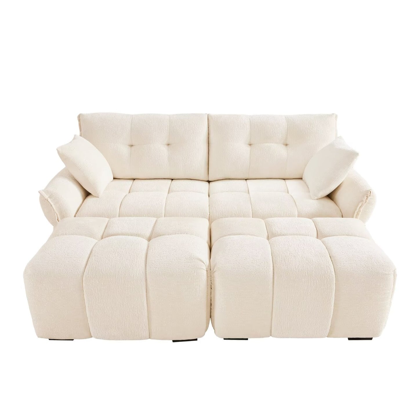 Modern Chenille Sofa, Solid Wood Frame with High Elasticity Cushion