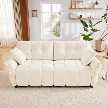 Modern Chenille Sofa, Solid Wood Frame with High Elasticity Cushion