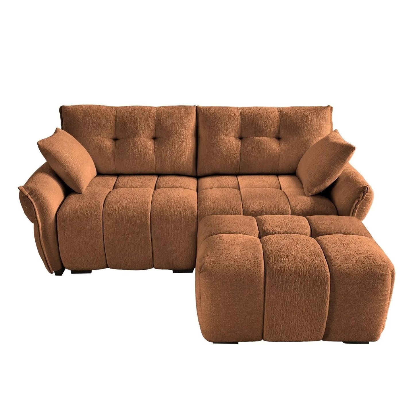 Modern Chenille Sofa, Solid Wood Frame with High Elasticity Cushion