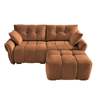 Modern Chenille Sofa, Solid Wood Frame with High Elasticity Cushion