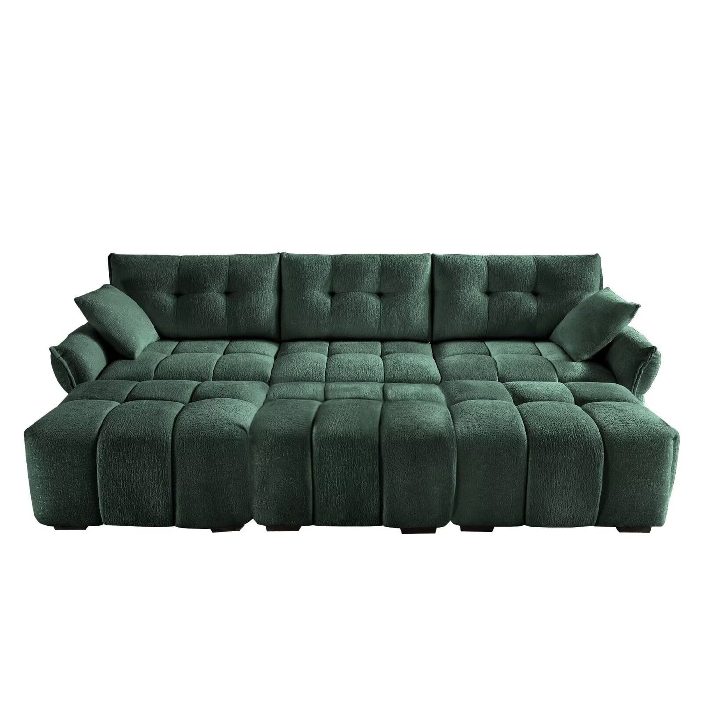 Modern Chenille Sofa, Solid Wood Frame with High Elasticity Cushion