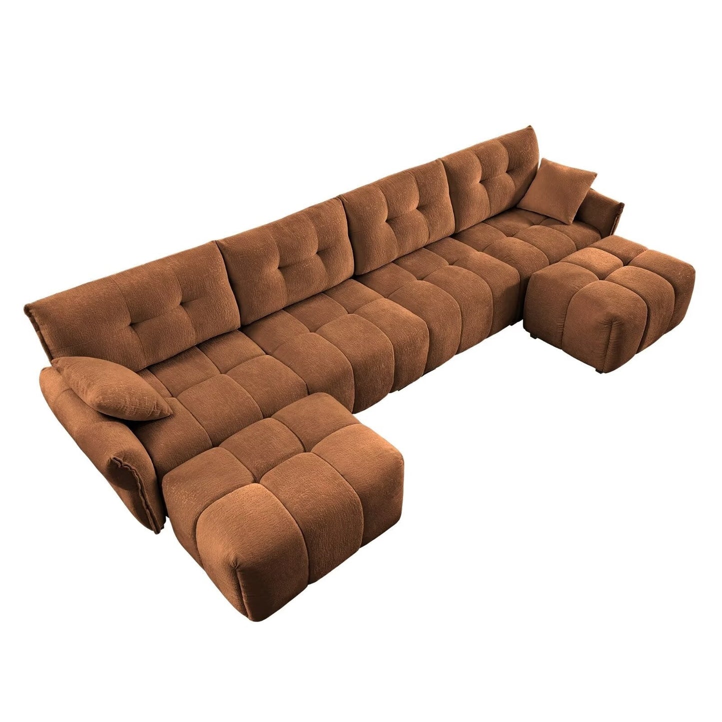 Modern Chenille Sofa, Solid Wood Frame with High Elasticity Cushion