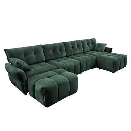 Modern Chenille Sofa, Solid Wood Frame with High Elasticity Cushion