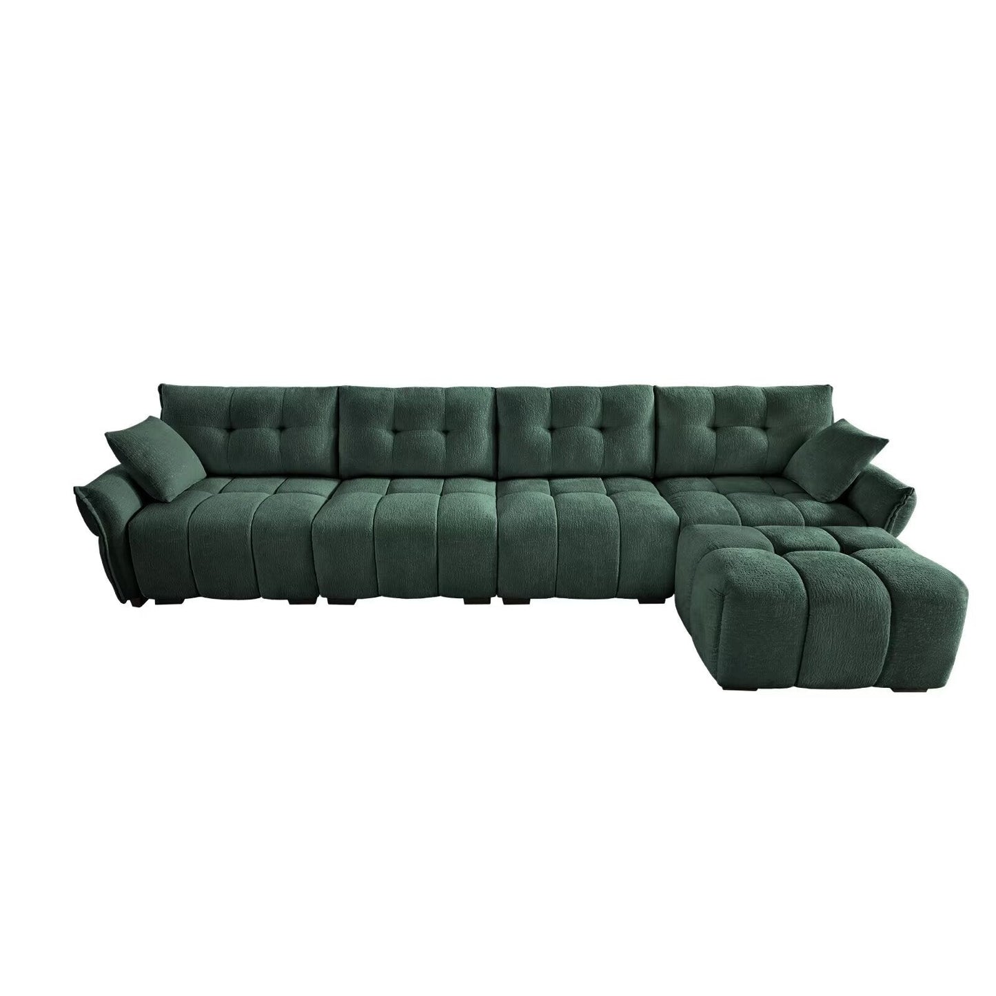 Modern Chenille Sofa, Solid Wood Frame with High Elasticity Cushion