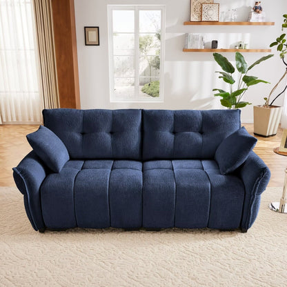 Modern Chenille Sofa, Solid Wood Frame with High Elasticity Cushion