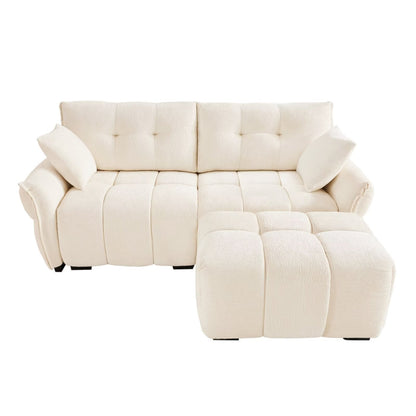 Modern Chenille Sofa, Solid Wood Frame with High Elasticity Cushion