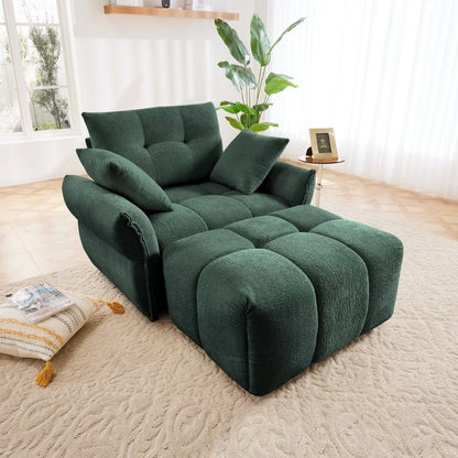 Modern Chenille Sofa, Solid Wood Frame with High Elasticity Cushion
