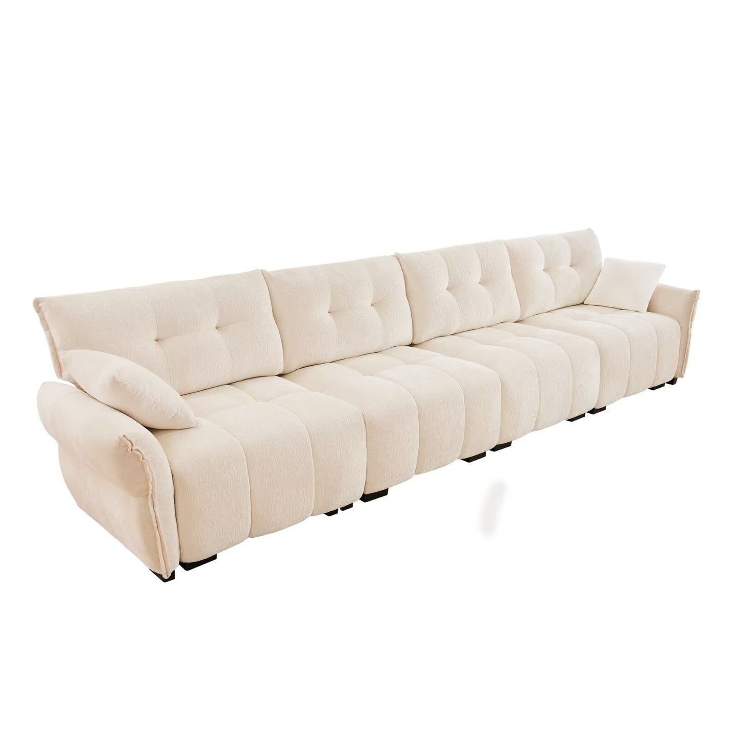 Modern Chenille Sofa, Solid Wood Frame with High Elasticity Cushion