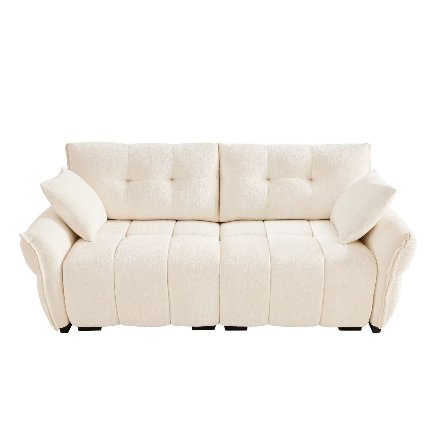 Modern Chenille Sofa, Solid Wood Frame with High Elasticity Cushion