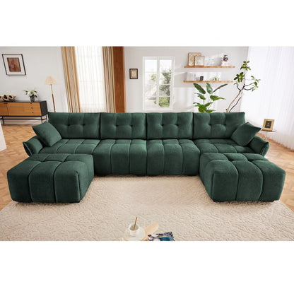 Modern Chenille Sofa, Solid Wood Frame with High Elasticity Cushion
