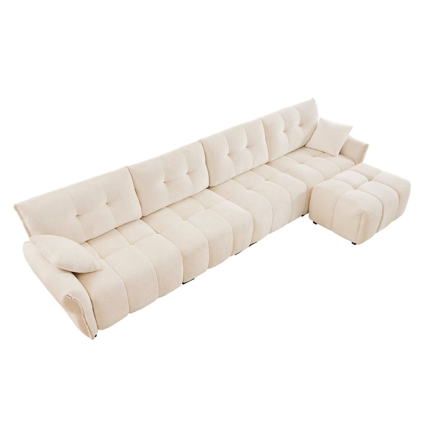 Modern Chenille Sofa, Solid Wood Frame with High Elasticity Cushion