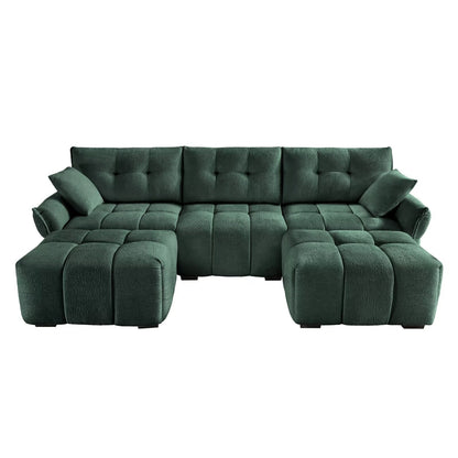 Modern Chenille Sofa, Solid Wood Frame with High Elasticity Cushion