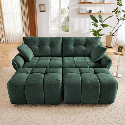 Modern Chenille Sofa, Solid Wood Frame with High Elasticity Cushion