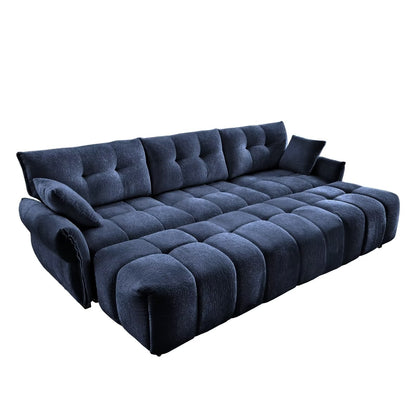 Modern Chenille Sofa, Solid Wood Frame with High Elasticity Cushion