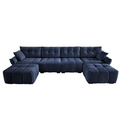 Modern Chenille Sofa, Solid Wood Frame with High Elasticity Cushion
