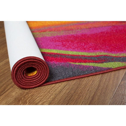 World Rug Gallery Moderner, zeitgenössischer, mehrfarbiger, rutschfester Teppich mit Wellenmuster