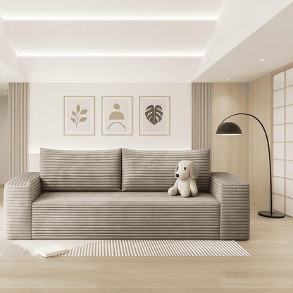 Modern Corduroy Fabric Upholstered Frameless Sofa Couch, For Apartment Living Room Den Entertainment Room