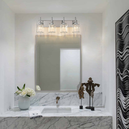 Moderne dimmbare Kristall-Badezimmer-Wandleuchten mit Waschtischleuchten und Kristallschirmen