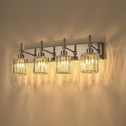 Moderne dimmbare Kristall-Badezimmer-Wandleuchten mit Waschtischleuchten und Kristallschirmen