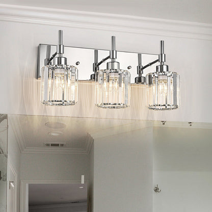 Moderne dimmbare Kristall-Badezimmer-Wandleuchten mit Waschtischleuchten und Kristallschirmen