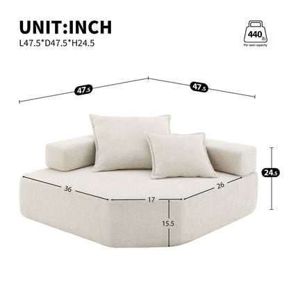 Modern Floor Couch Convertible Compressed Couch, Corner Frame for Oversized Modular U Shaped Sectional Sofa