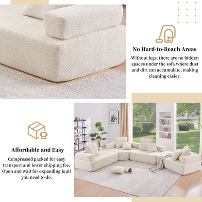 Modern Floor Couch Convertible Compressed Couch, Corner Frame for Oversized Modular U Shaped Sectional Sofa