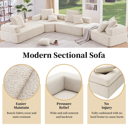 Modern Floor Couch Convertible Compressed Couch, Corner Frame for Oversized Modular U Shaped Sectional Sofa