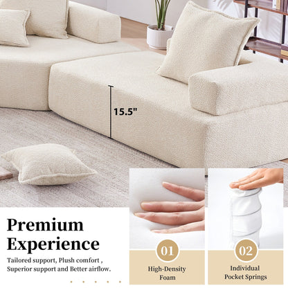 Modern Floor Couch Convertible Compressed Couch, Special-Shaped Frame for Oversized Modular U Shaped Sectional Sofa