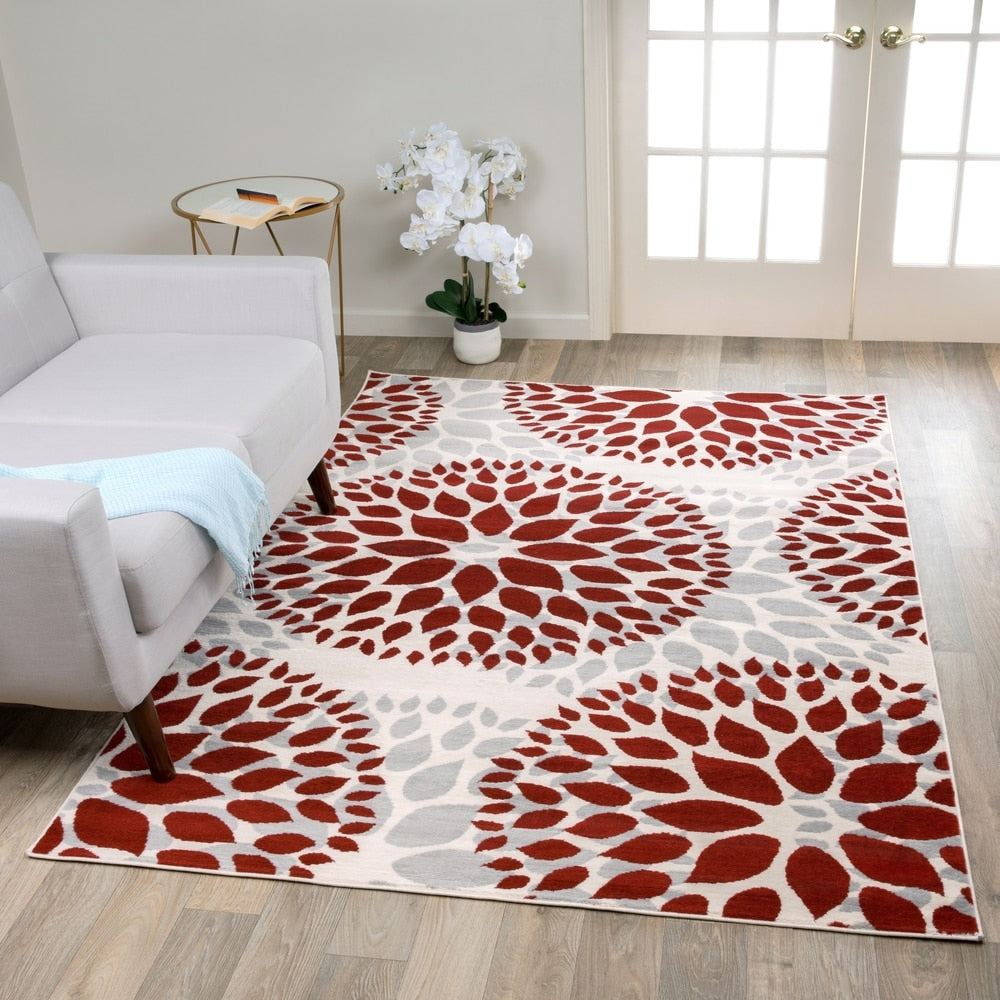 World Rug Gallery Moderner Teppich mit floralen Kreisen