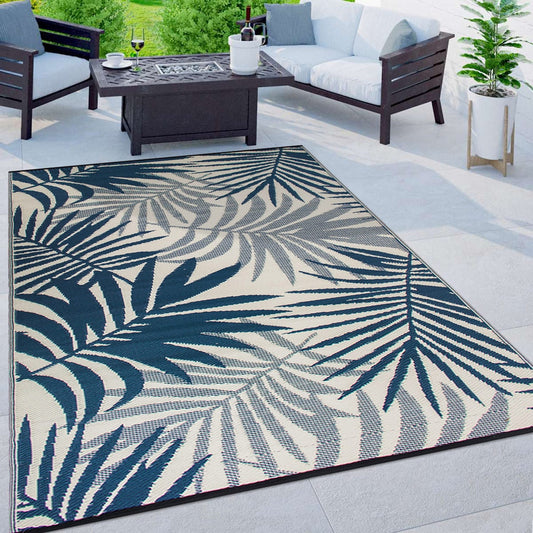 Moderne, florale, wendbare Outdoor-Teppiche aus Kunststoff