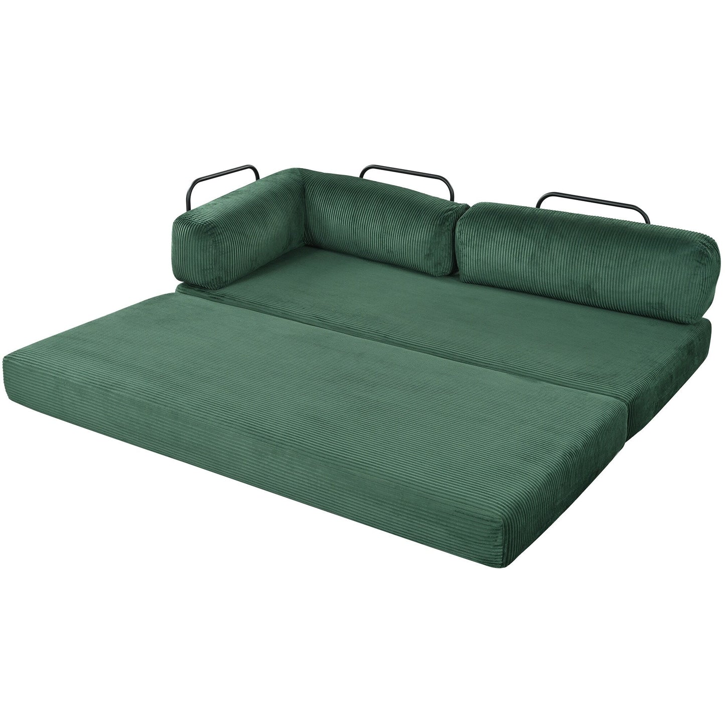 Modular L-Shaped Corduroy Sofa Bed Convertible Sectional 4-Seat Sofa with Wedge Cushions For Living Room Apartment