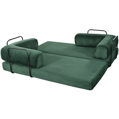 Modular L-Shaped Corduroy Sofa Bed Convertible Sectional 4-Seat Sofa with Wedge Cushions For Living Room Apartment