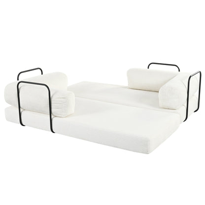 Modular L-Shaped Corduroy Sofa Bed Convertible Sectional 4-Seat Sofa with Wedge Cushions For Living Room Apartment
