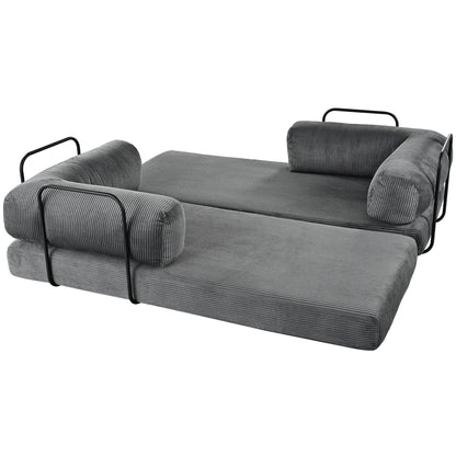 Modular L-Shaped Corduroy Sofa Bed Convertible Sectional 4-Seat Sofa with Wedge Cushions For Living Room Apartment