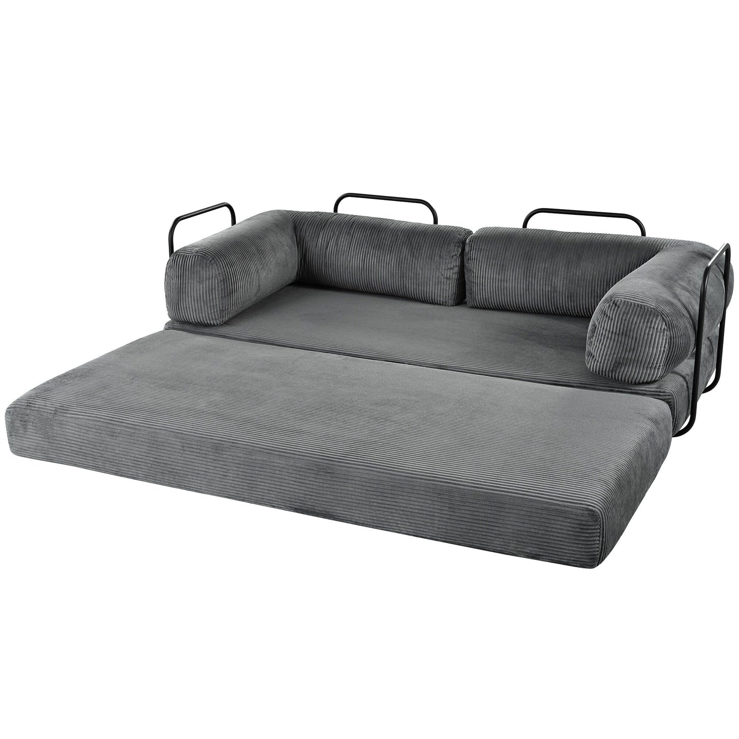 Modular L-Shaped Corduroy Sofa Bed Convertible Sectional 4-Seat Sofa with Wedge Cushions For Living Room Apartment