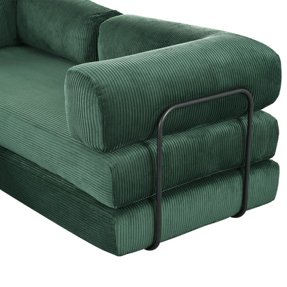Modular L-Shaped Corduroy Sofa Bed Convertible Sectional 4-Seat Sofa with Wedge Cushions For Living Room Apartment