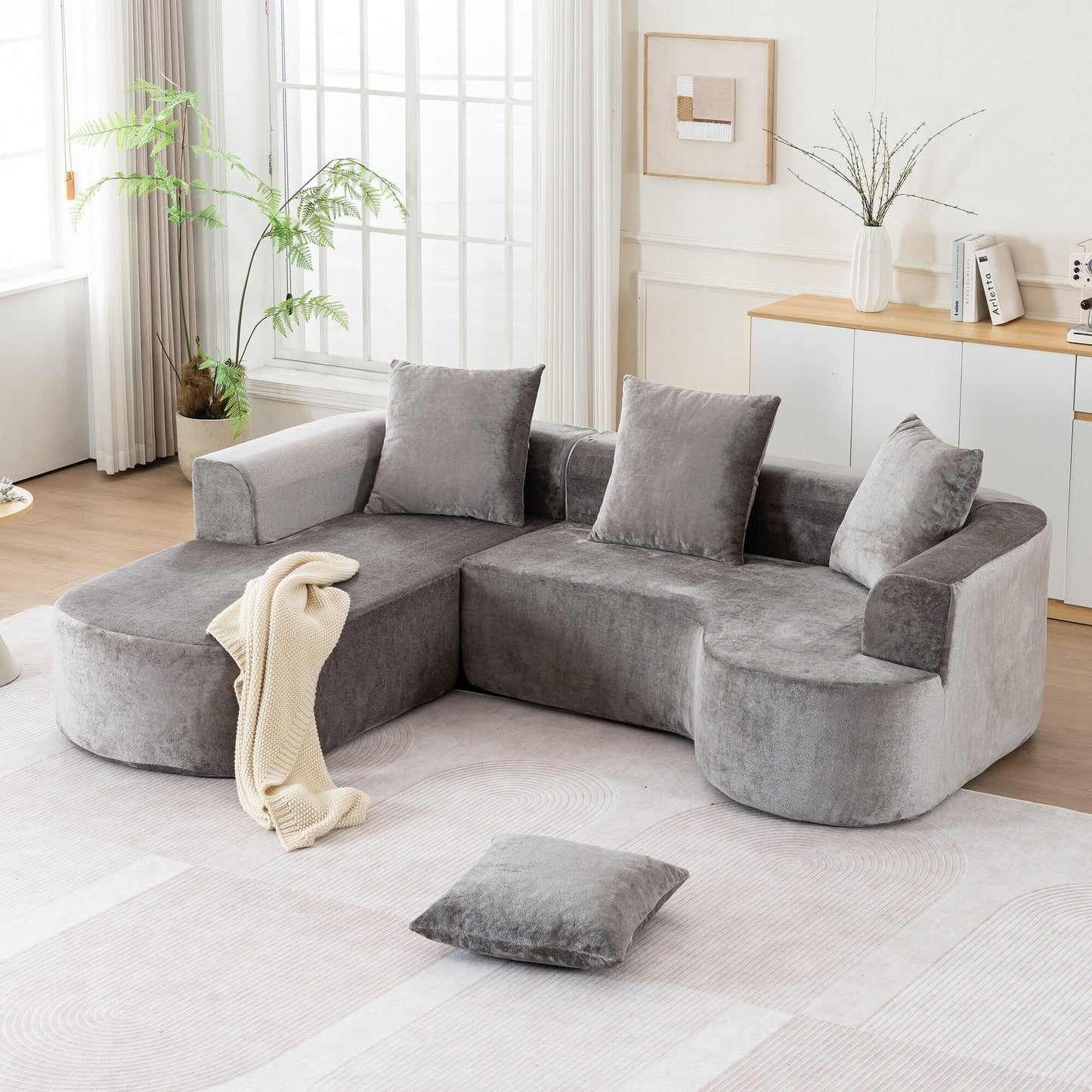 Modular L-Shaped Sectional Sofa Sleeper Couch with Chaise and Deep Seating for Living Room Office