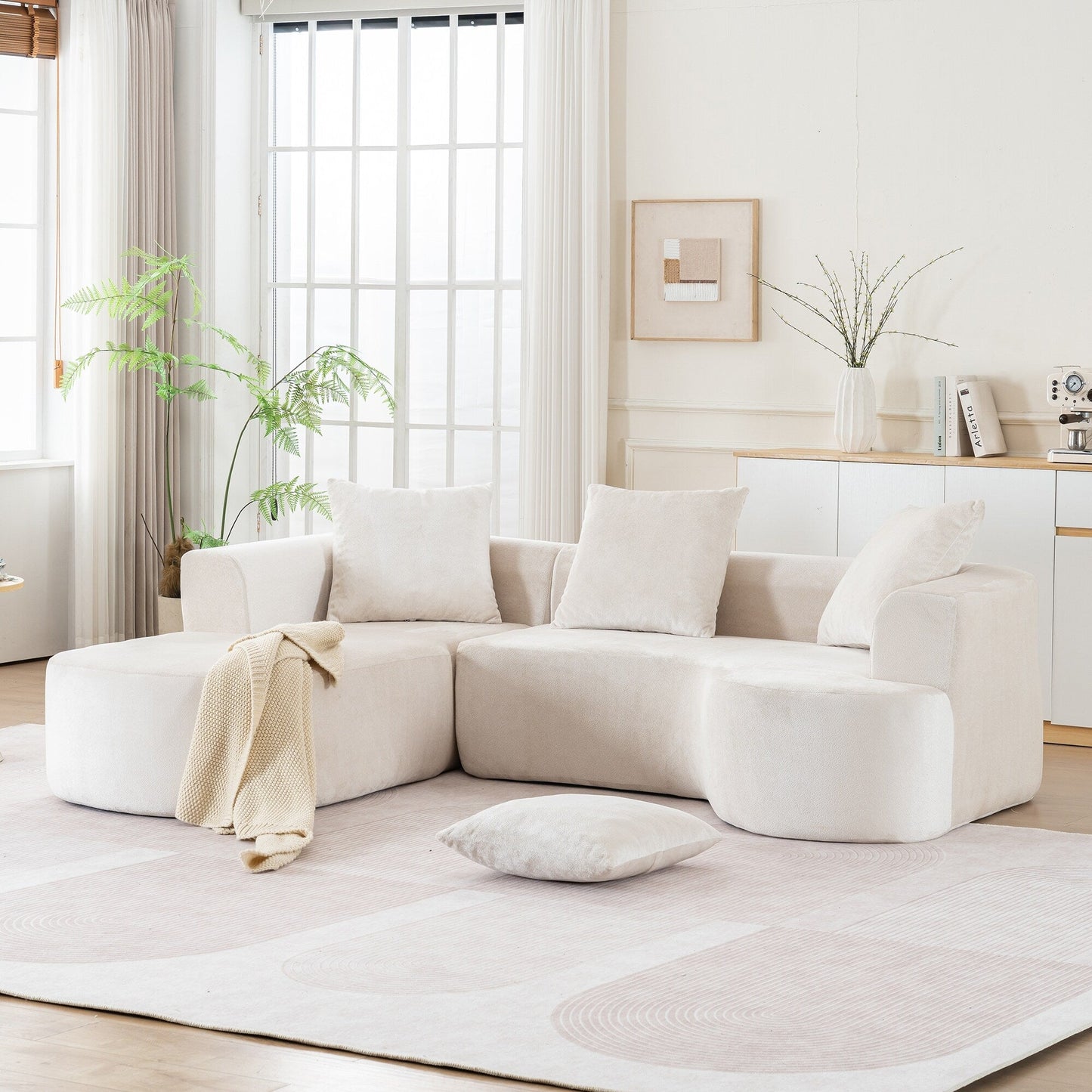 Modular L-Shaped Sectional Sofa Sleeper Couch with Chaise and Deep Seating for Living Room Office