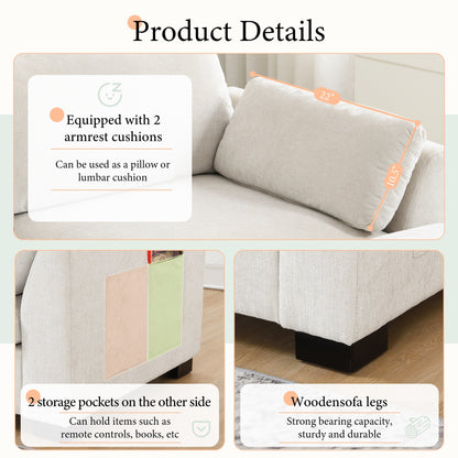 Modular L-Shaped Sectional Sofa with Foldable Table, Dual USB Charging, Side Storage Pockets and Movable Ottoman
