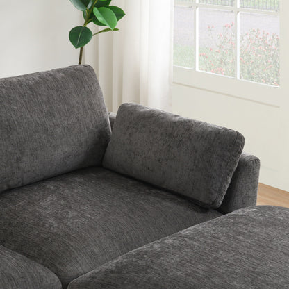 Modular L-Shaped Sectional Sofa with Foldable Table, Dual USB Charging, Side Storage Pockets and Movable Ottoman