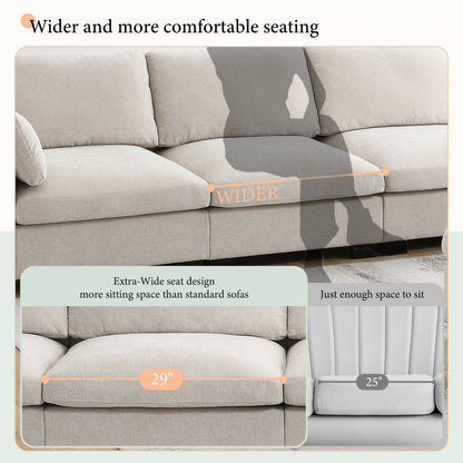 Modular L-Shaped Sectional Sofa with Foldable Table, Dual USB Charging, Side Storage Pockets and Movable Ottoman